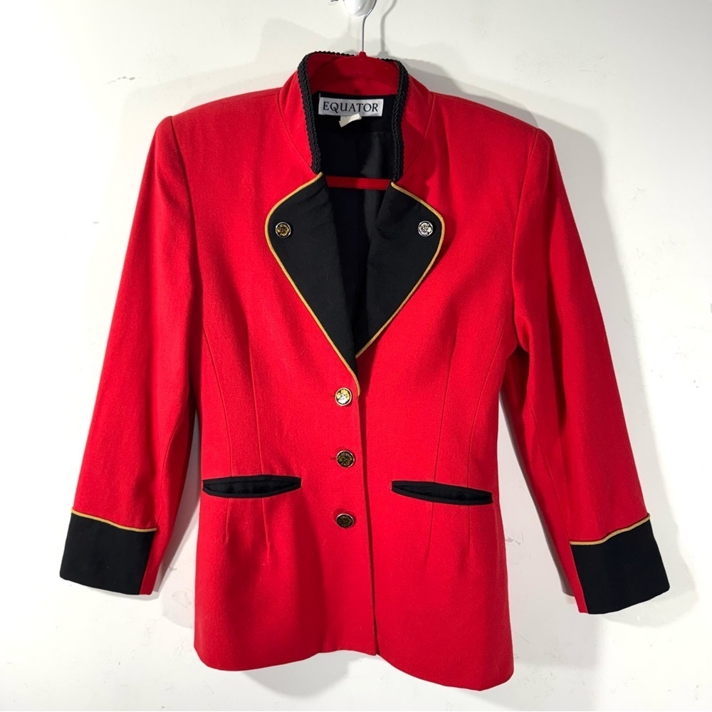 VINTAGE Equator Red Wool blend Blazer Military Marching band